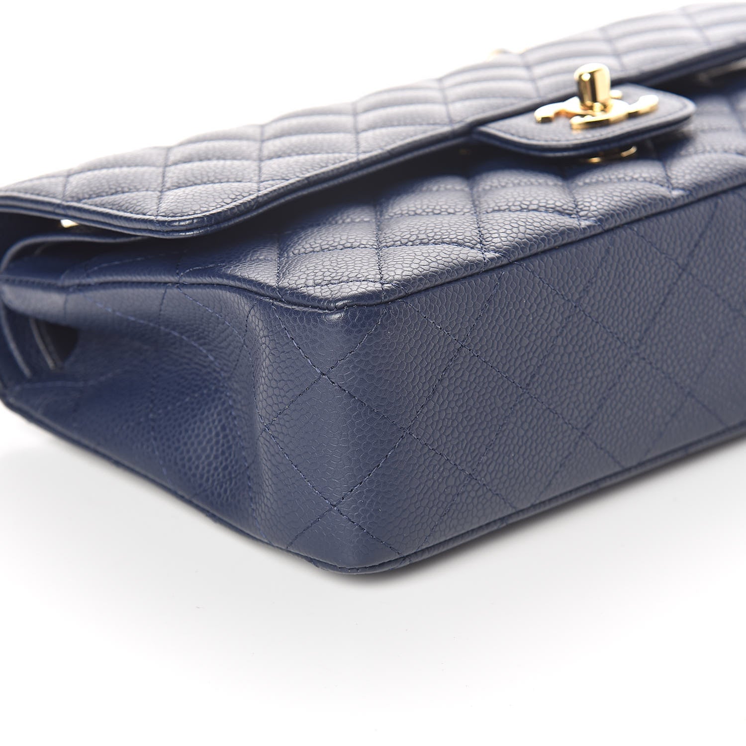 Chanel Caviar Quilted Medium Double Flap Dark Blue 8 of 10