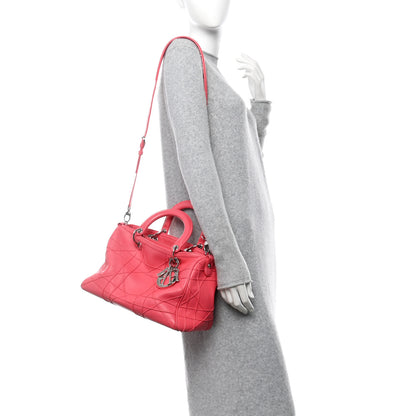 Christian Dior Lambskin Cannage Granville Polochon Coral 2 of 9