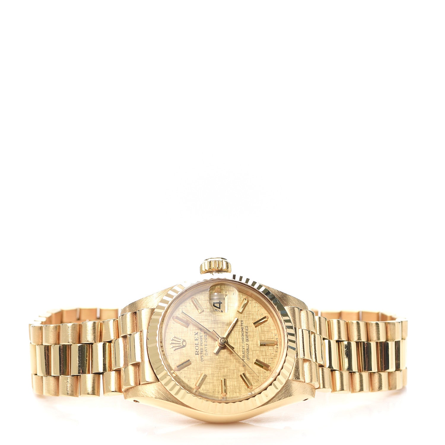 Rolex 18K Yellow Gold 26mm Oyster Perpetual Datejust President Watch Champagne 69178 2 of 5
