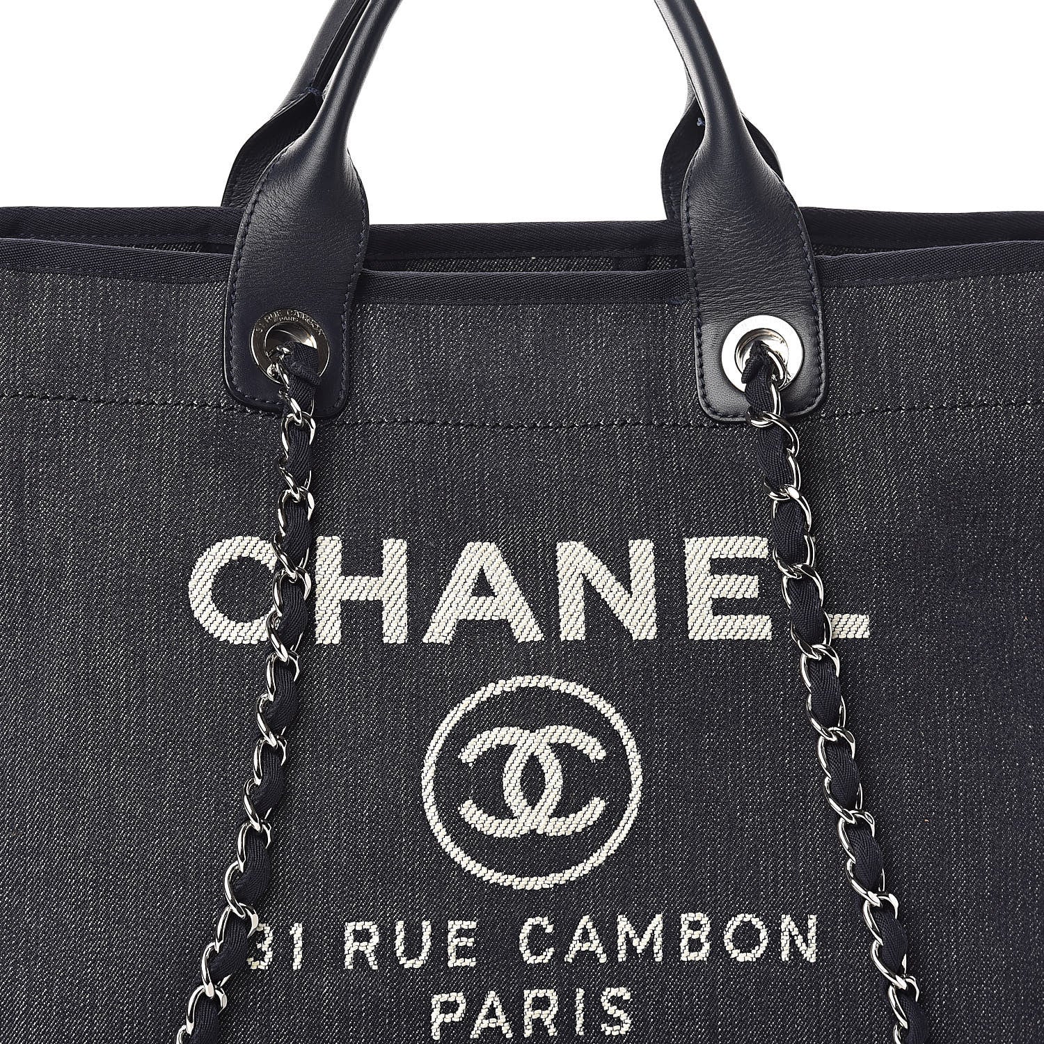Chanel Denim Large Deauville Tote Dark Blue 8 of 10
