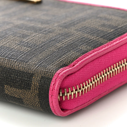 Fendi Zucca Spalmati Vitello Elite Zip Around Wallet Tobacco Ciclamino 9 of 11