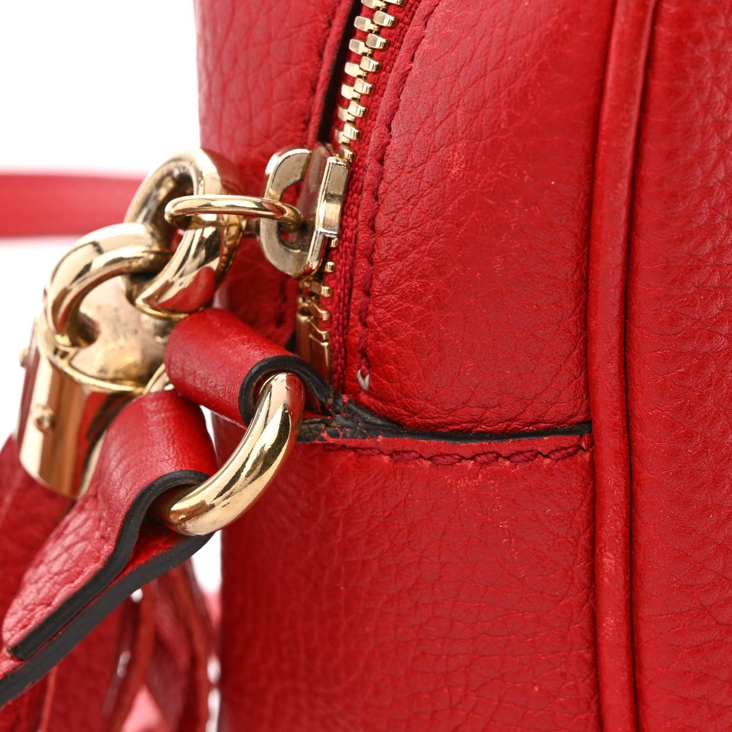 Pebbled Calfskin Small Soho Disco Bag Tabasco Red