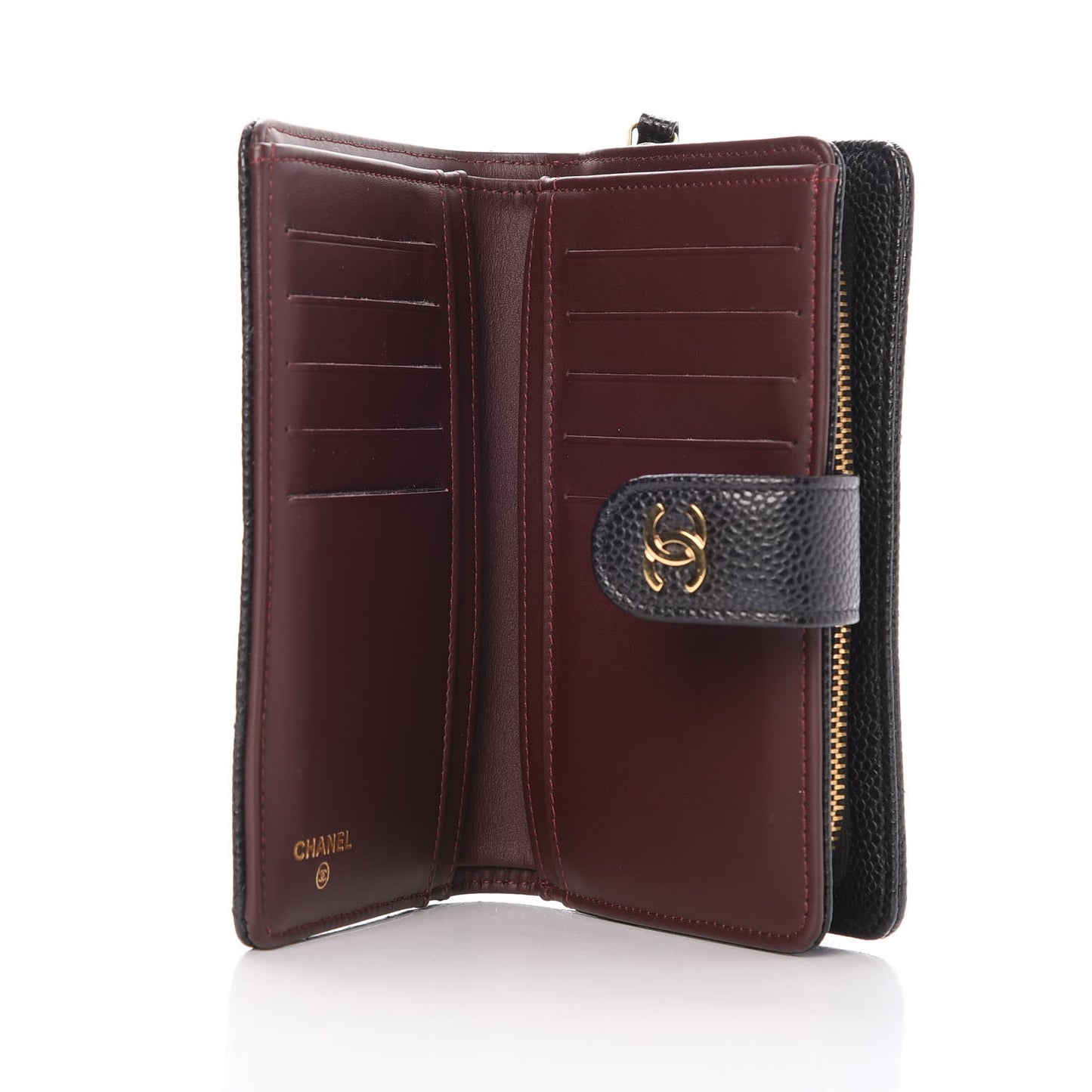 Caviar Quilted Zipped Pocket Wallet Black