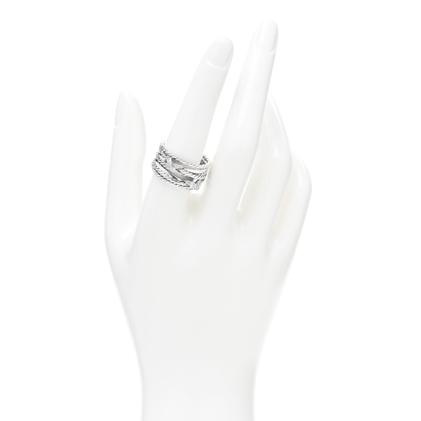 Sterling Silver Diamond Double X Crossover Ring 58 8.25