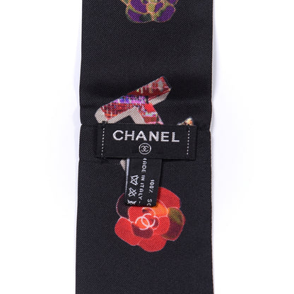 Chanel Silk Bandeau Scarf Black Multicolor 3 of 3