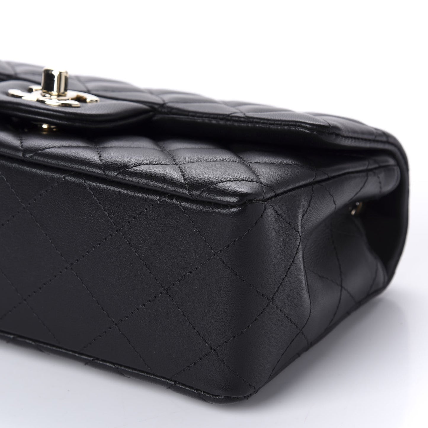 Lambskin Quilted Mini Rectangular Flap Black