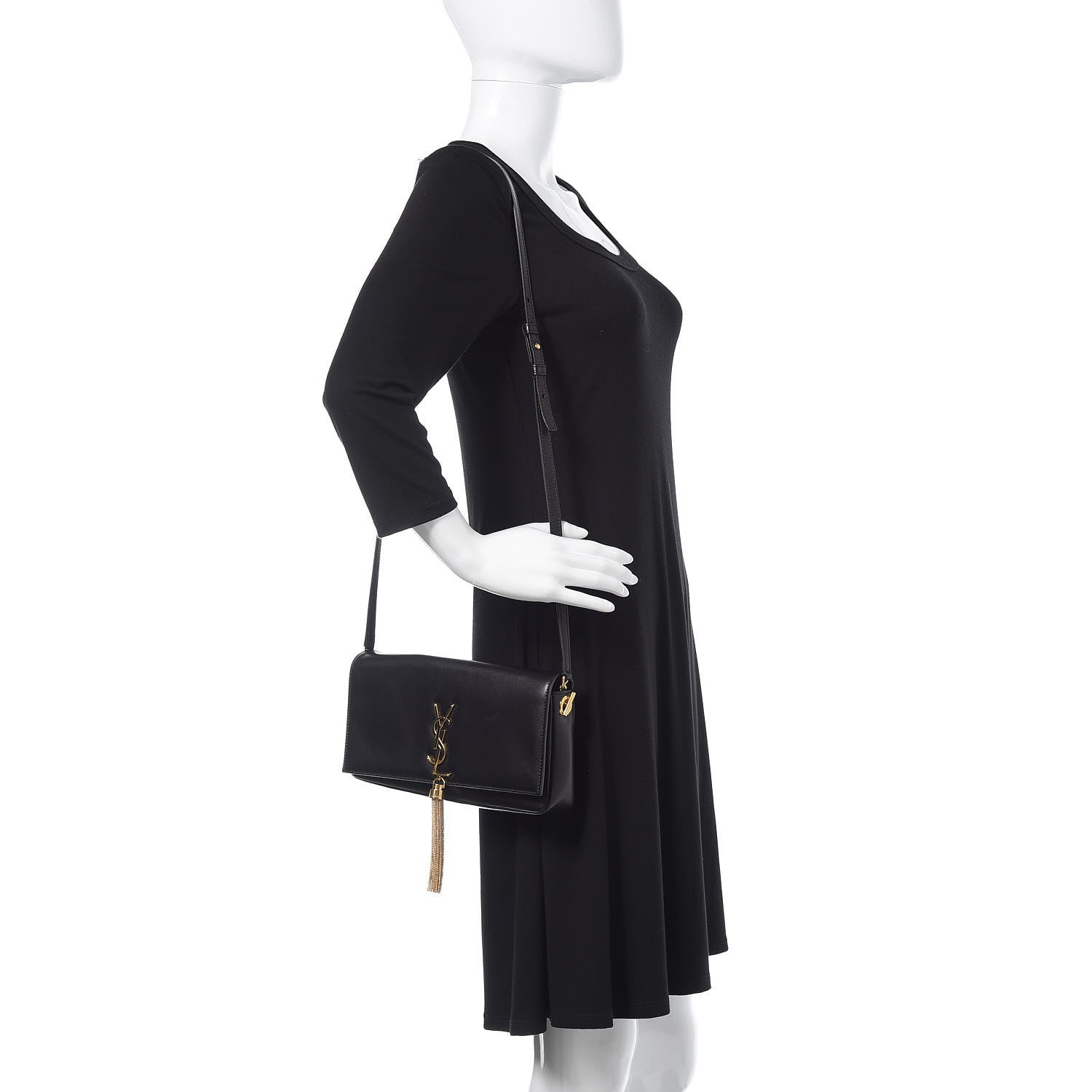 Saint Laurent Lambskin Monogram Tassel Kate 99 Black 2 of 10