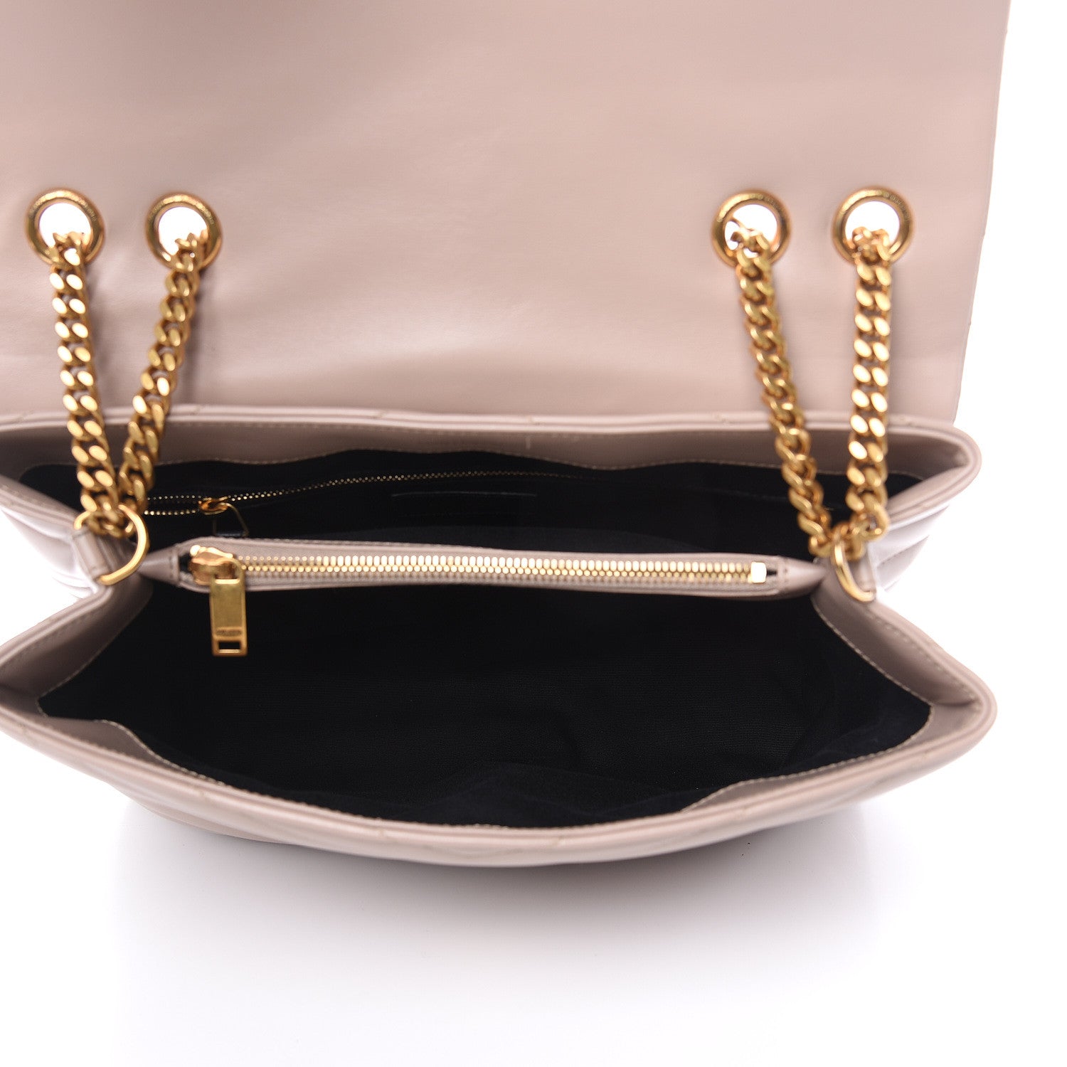 Saint Laurent Calfskin Y Quilted Monogram Medium Loulou Chain Satchel Light Natural 5 of 11
