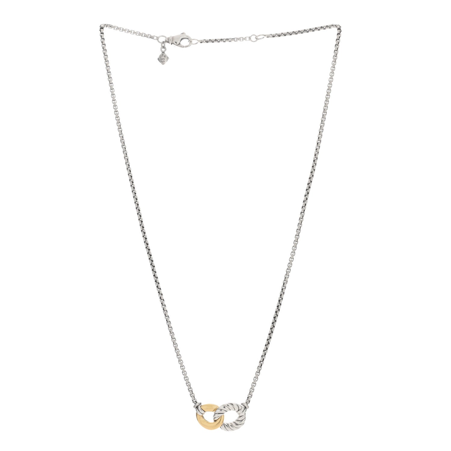 David Yurman Sterling Silver 18K Yellow Gold Belmont Pendant Necklace 2 of 3