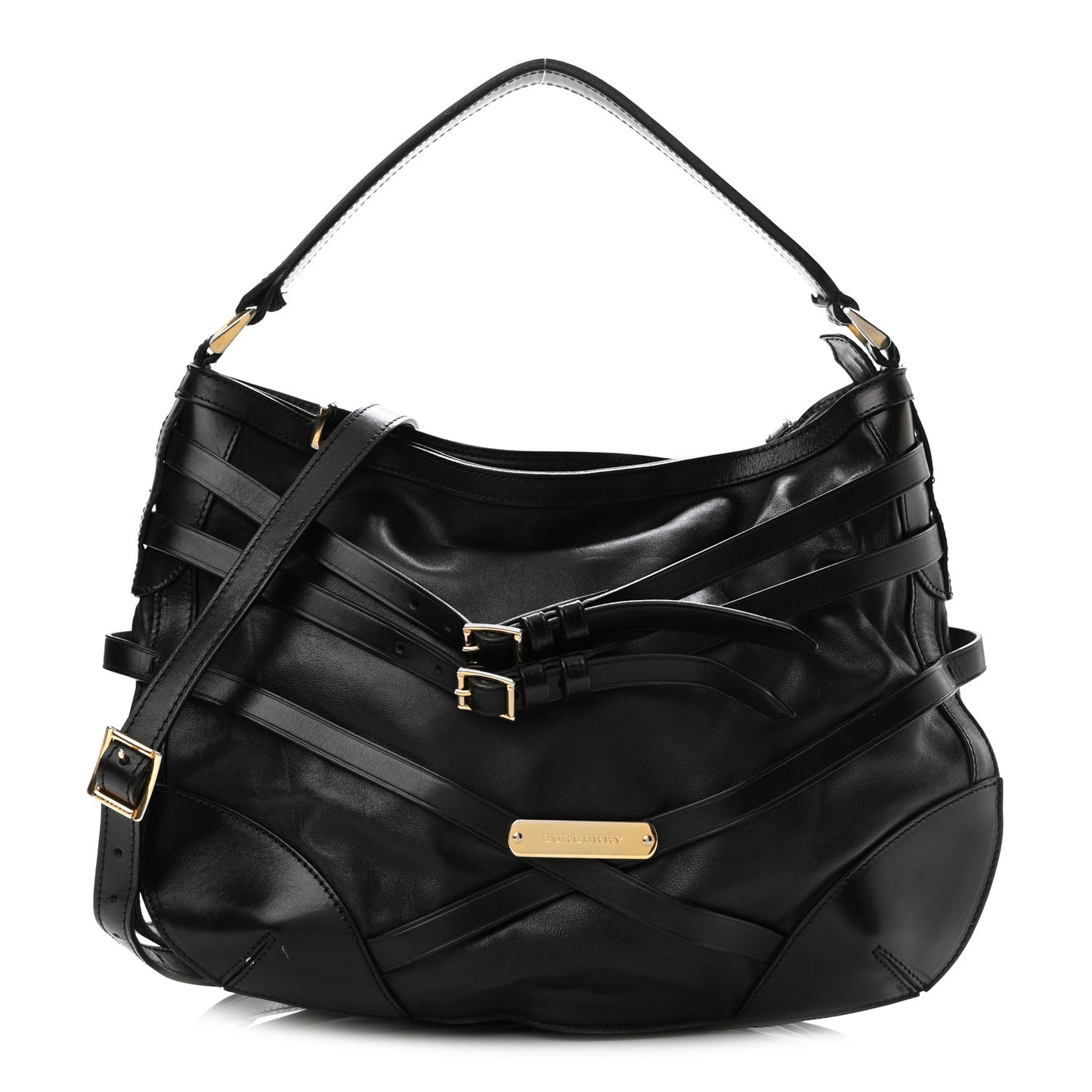 Lambskin Bridle Calfskin Small Dutton Hobo Black