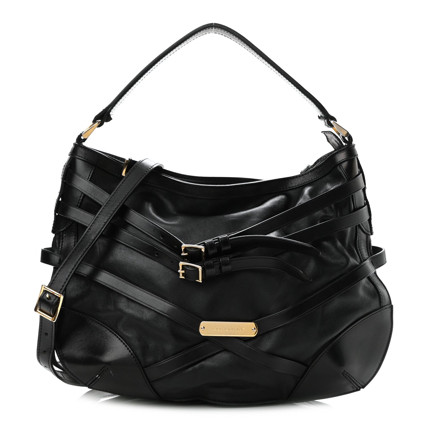 Burberry Lambskin Bridle Calfskin Small Dutton Hobo Black 1 of 14