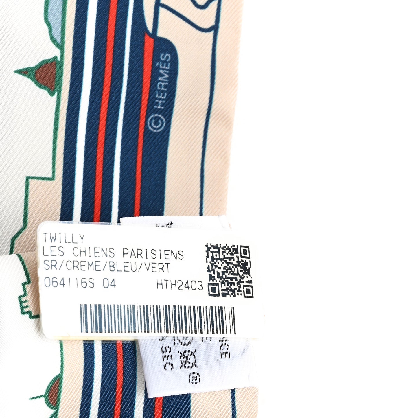 Silk Les Chiens Parisiens Twilly Creme Bleu Vert