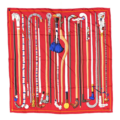 Hermes Silk Les Cannes Scarf 90 Scarf Rouge H Grege Bleu 1 of 4