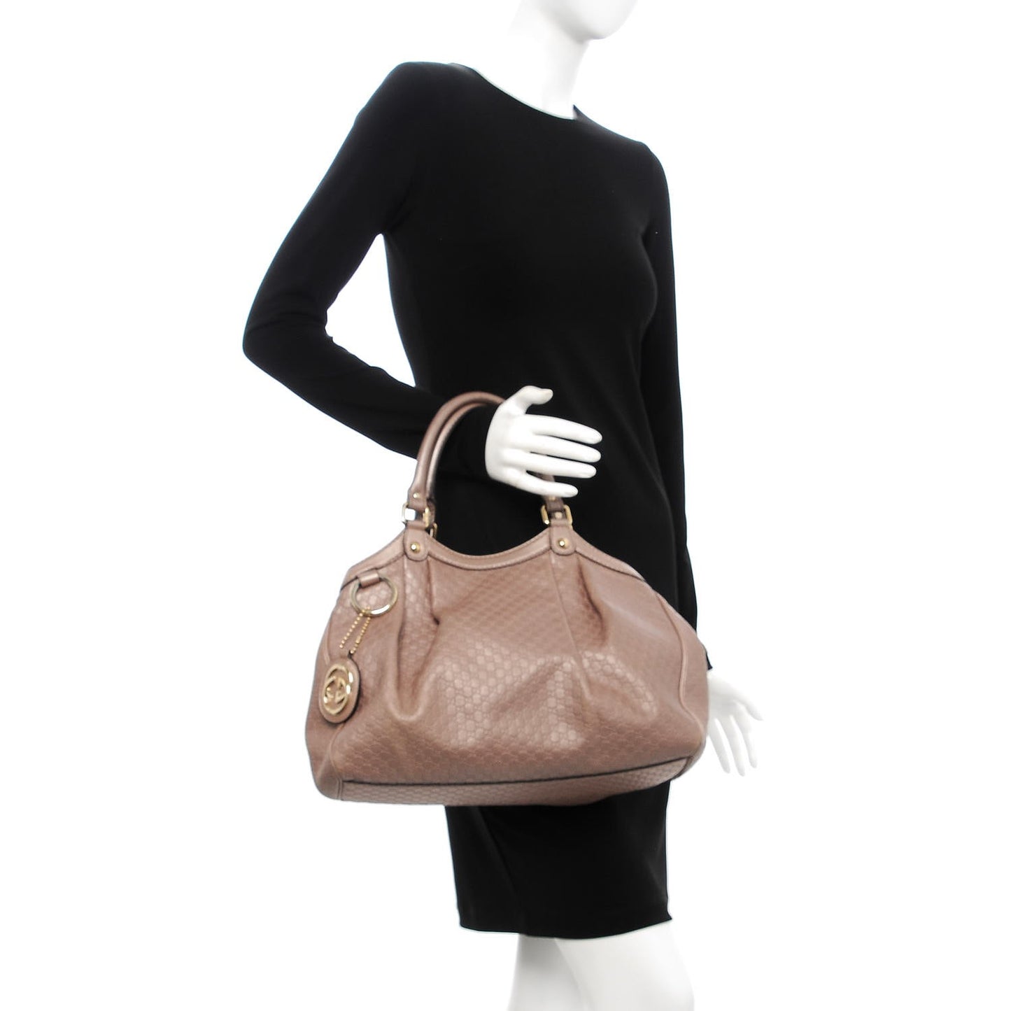 Metallic Microguccissima Medium Sukey Tote Dark Cipria
