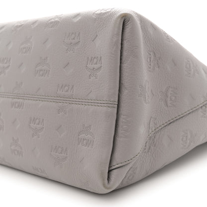 MCM Calfskin Ottomar Monogram Klara Medium Hobo Dove Grey 10 of 12