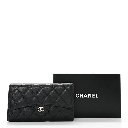 Chanel Caviar Quilted Long Flap Wallet Black 10 of 10