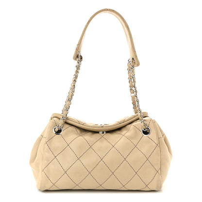 Chanel Lambskin Stitched Accordion Tote Beige 1 of 10
