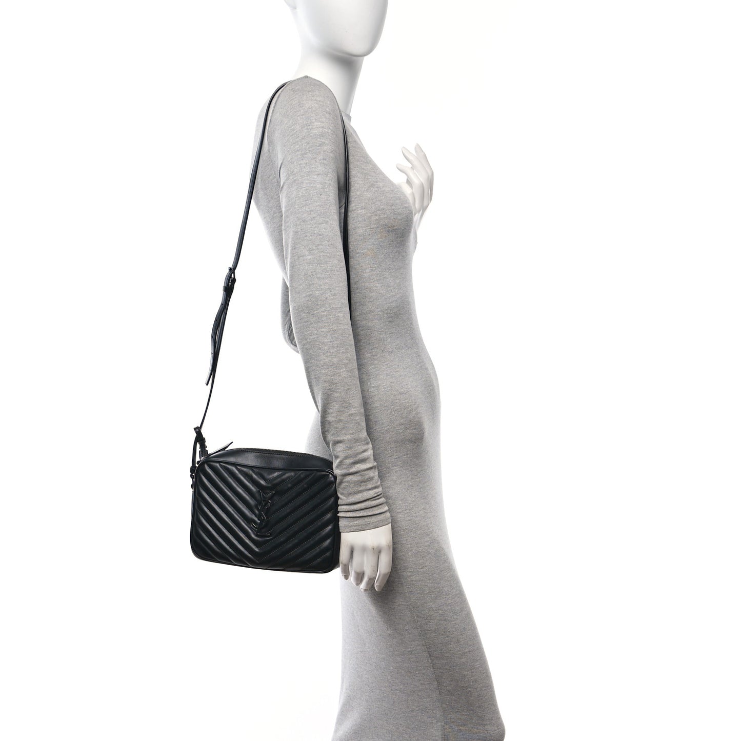 Calfskin Matelasse Monogram Monochrome Lou Camera Bag Black