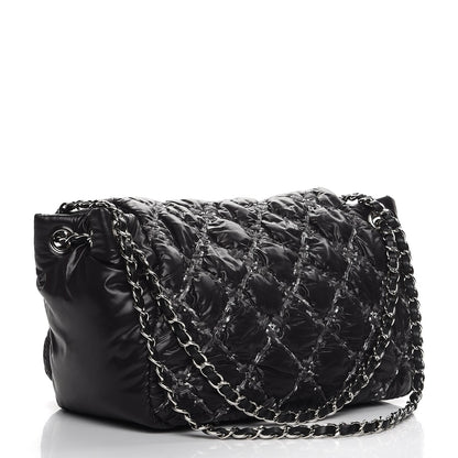 Chanel Nylon Quilted Tweed Stitch Bubble Flap Black 3 of 7