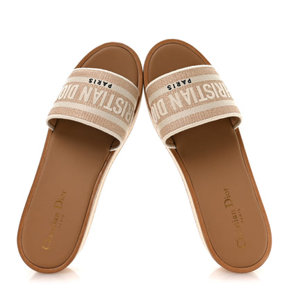Christian Dior Raffia Dioriviera Embroidered Dway Platform Slide Sandals 38.5 White 2 of 8