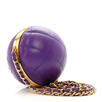 Chanel Lambskin CC Minaudiere Sphere Chain Clutch Purple 3 of 7