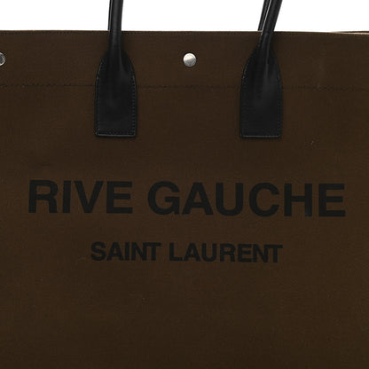 Saint Laurent Linen Calfskin Rive Gauche Tote Khaki 8 of 11