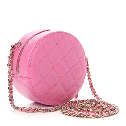 Chanel Caviar Quilted Gripoix CC Round Clutch With Chain Pink 3 of 9