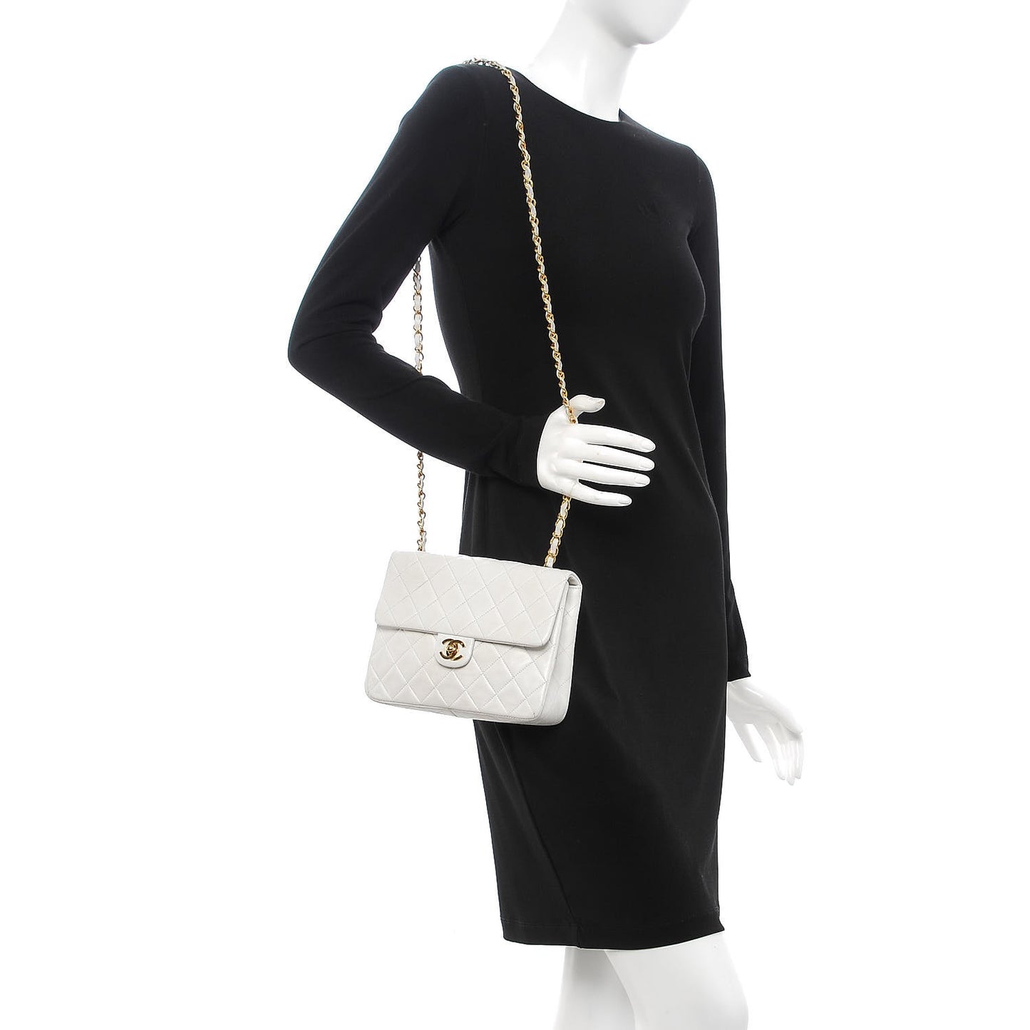 Lambskin Quilted Mini Square Flap White