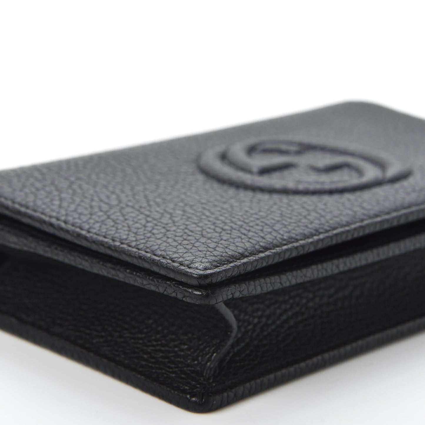 Pebbled Calfskin Soho Wallet on Chain Black