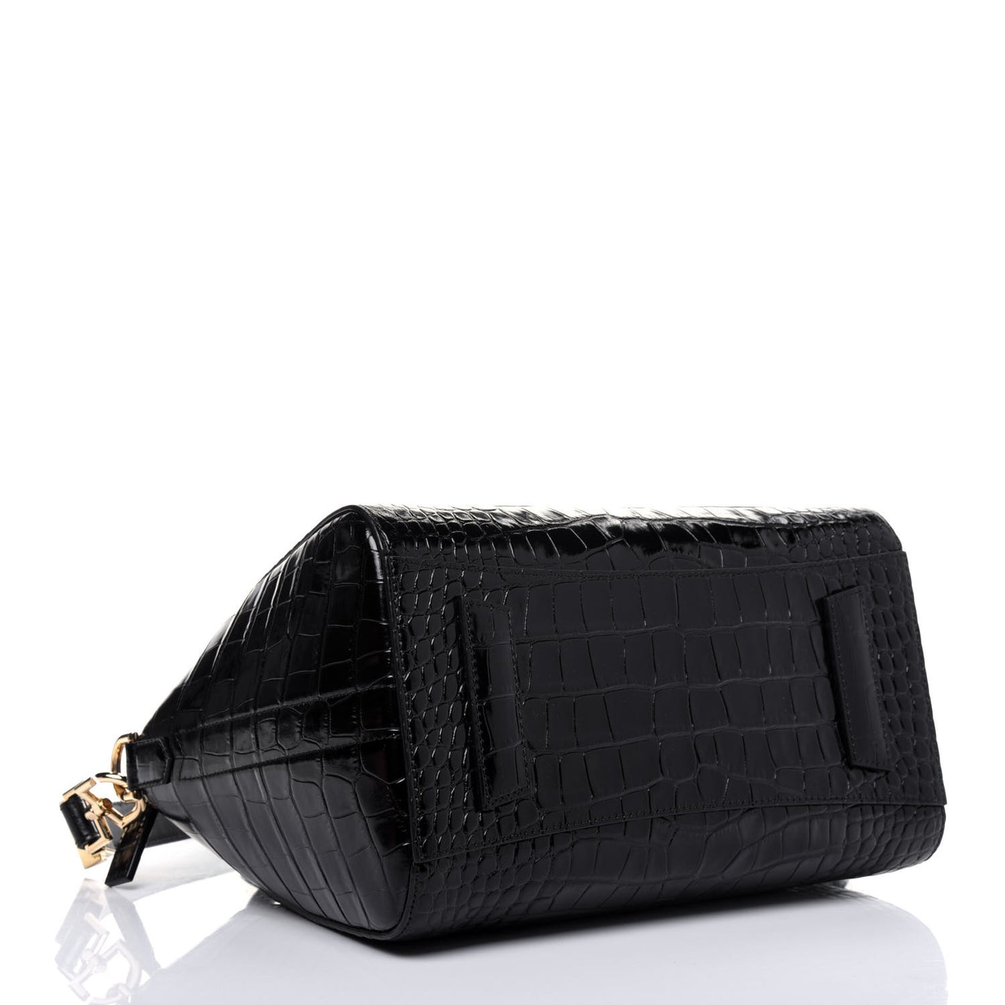 Calfskin Crocodile Embossed Small Antigona Black