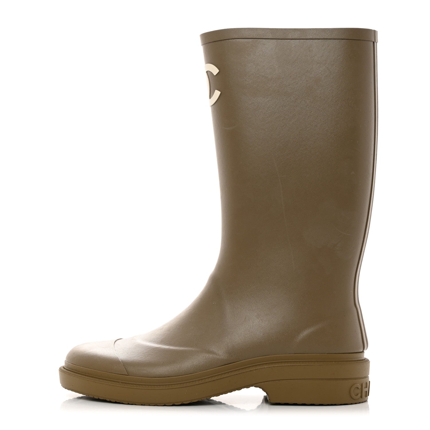 Chanel Caoutchouk CC High Boots 39 Dark Beige 1 of 9