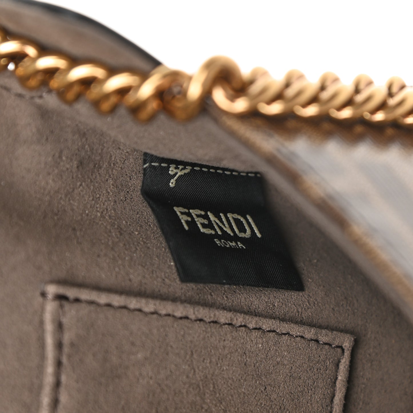 Glazed Fabric Vitello Century FF 1974 Stamp Patch Mini Double F Crossbody Bag Mogano Panna Black