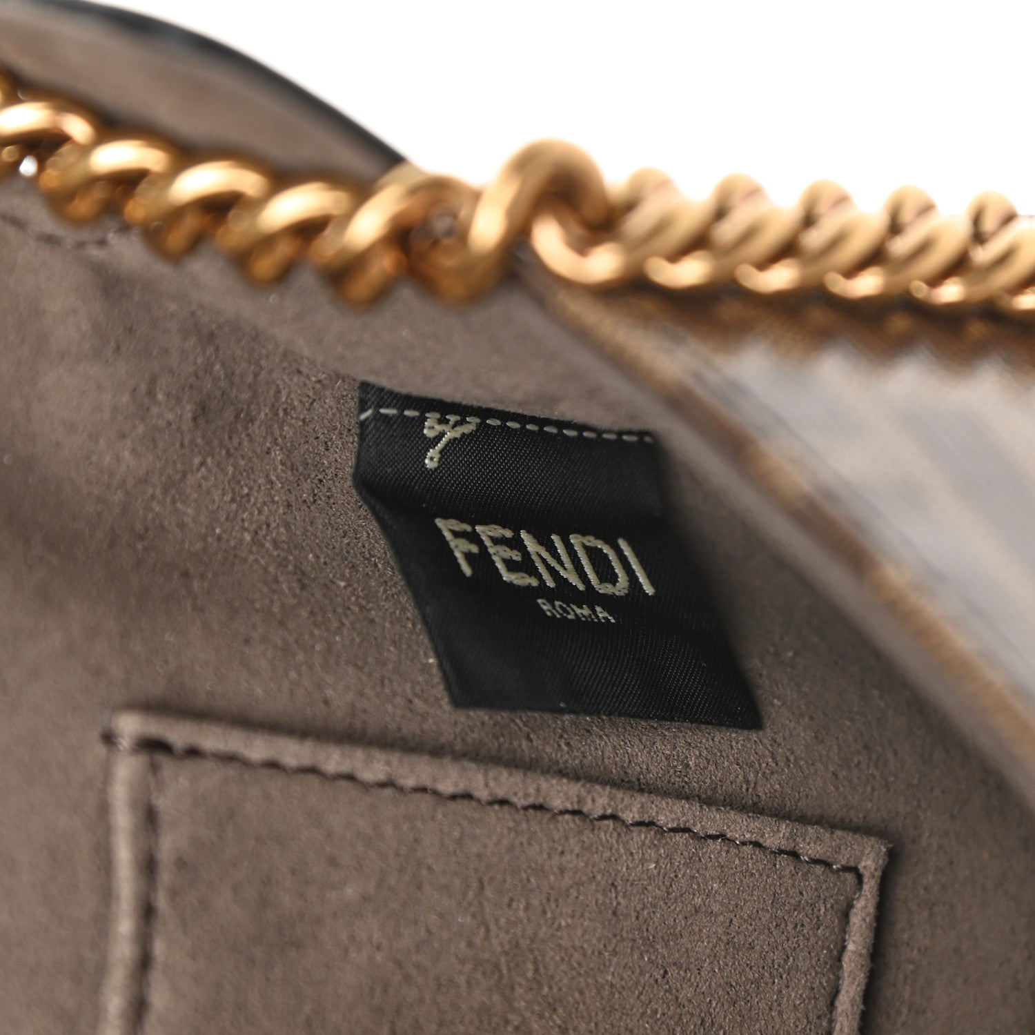 Fendi Glazed Fabric Vitello Century FF 1974 Stamp Patch Mini Double F Crossbody Bag Mogano Panna Black 6 of 10