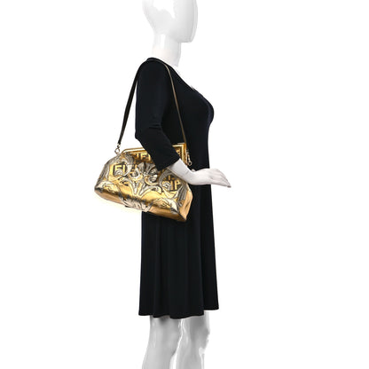 Fendi X VERSACE Vitello Laminato Catalan Mirror Fendace FF Medium Fendi First Oro 3 of 8