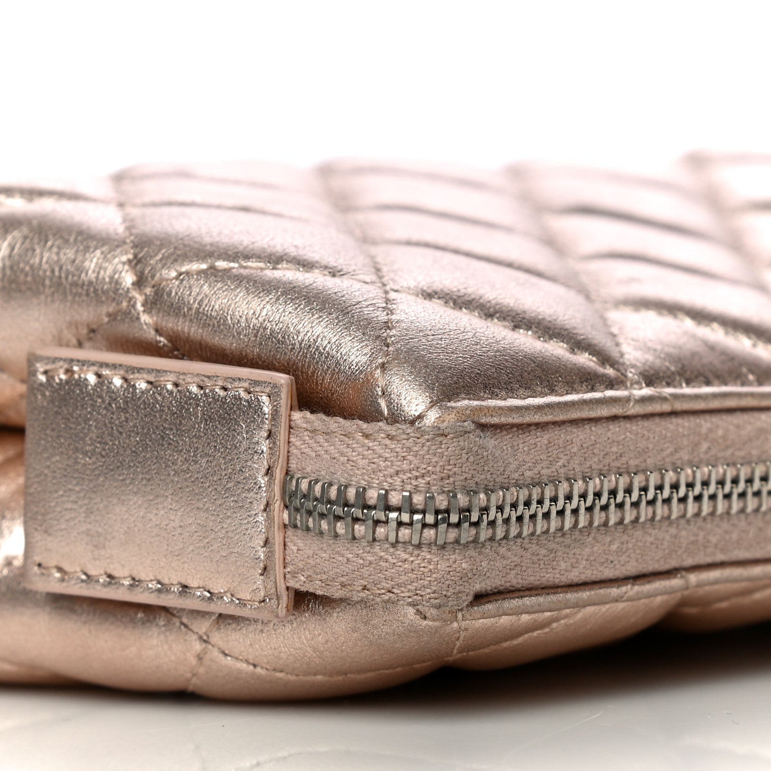 Chanel Metallic Lambskin Quilted Cosmetic Pouch Light Gold 15 of 16