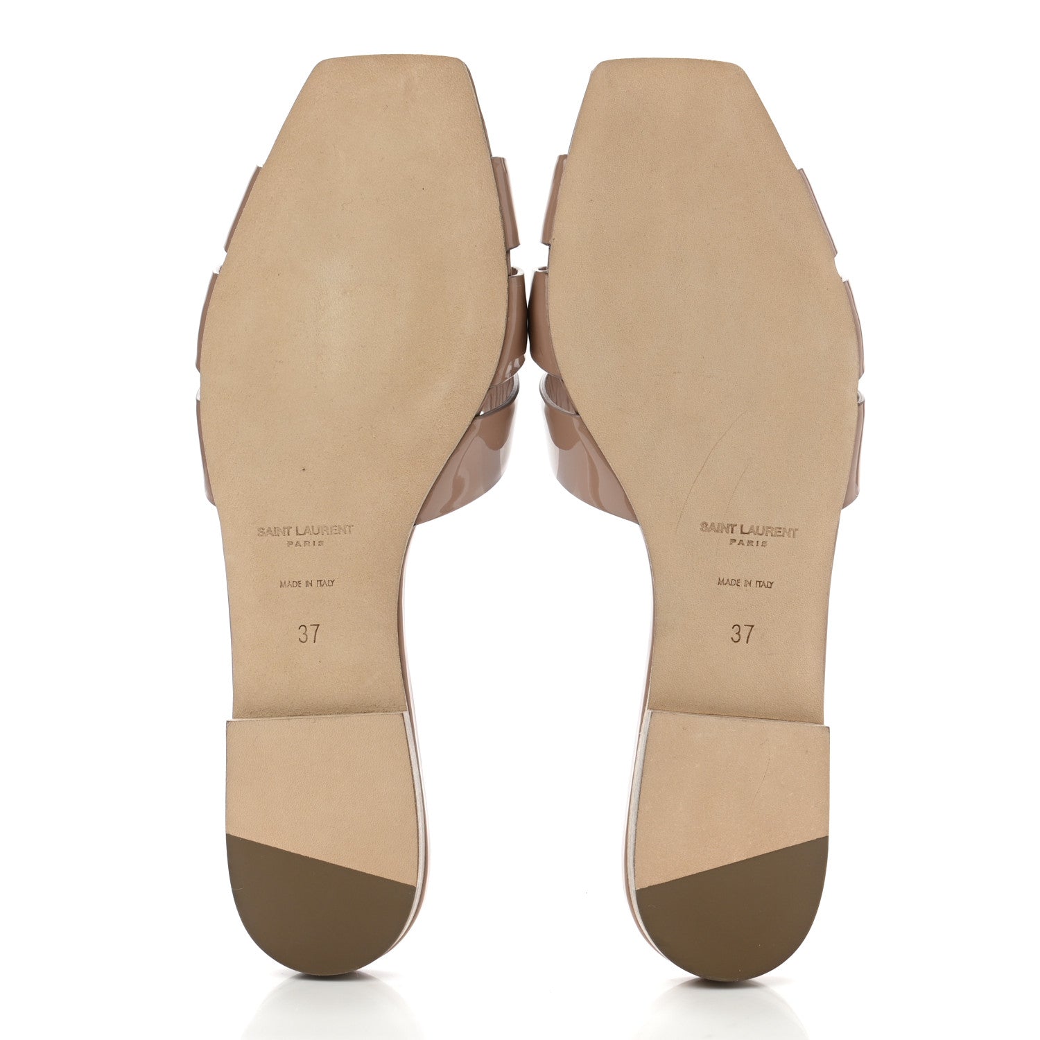 Saint Laurent Patent Calfskin Nu Pied 05 Slide Sandals 37 Nude 5 of 8