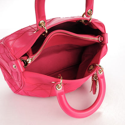 Christian Dior Lambskin Cannage Granville Polochon Fuchsia 10 of 12