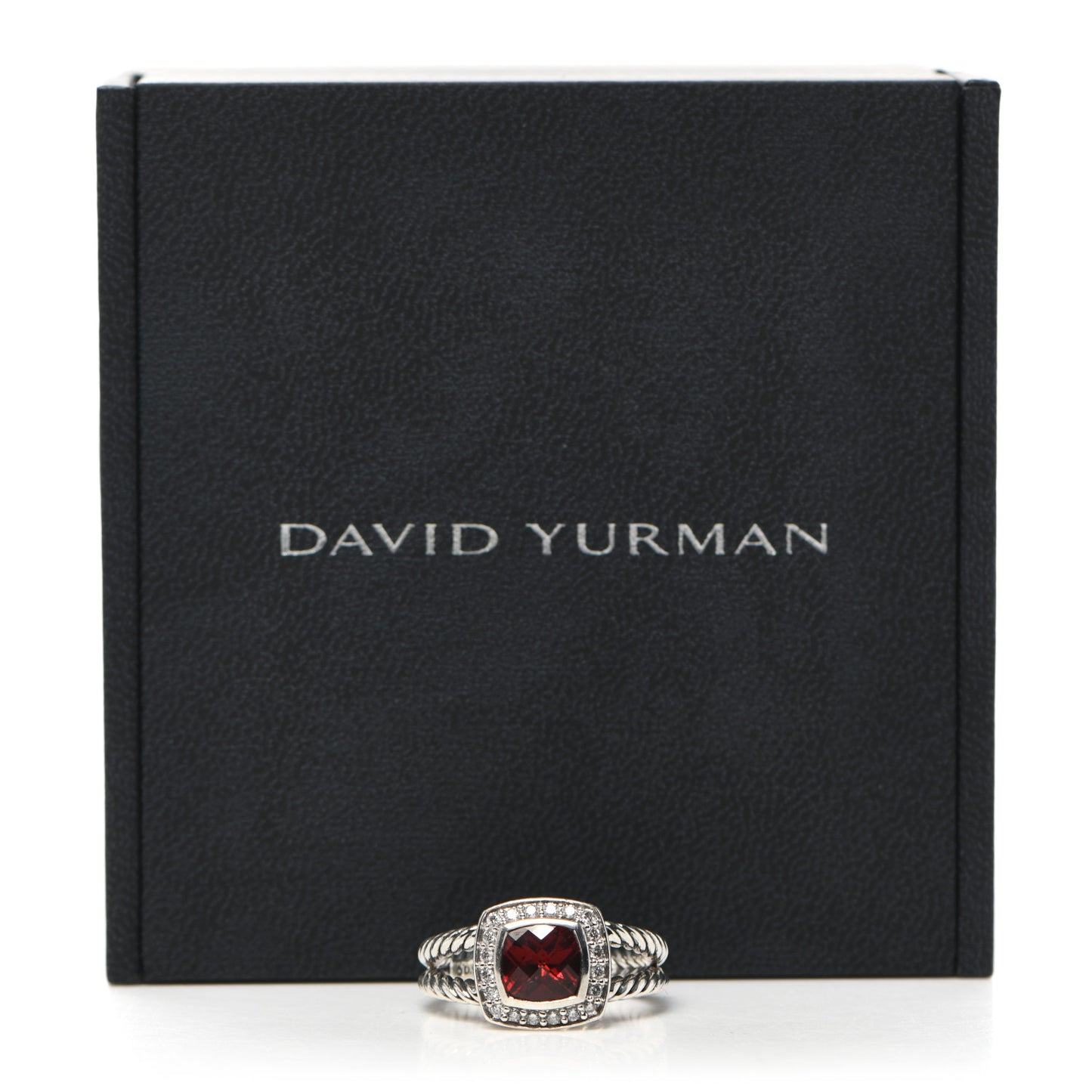 Sterling Silver Diamond Garnet 7mm Petite Albion Ring 55 7.25