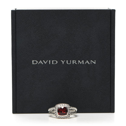 David Yurman Sterling Silver Diamond Garnet 7mm Petite Albion Ring 55 7.25 5 of 5