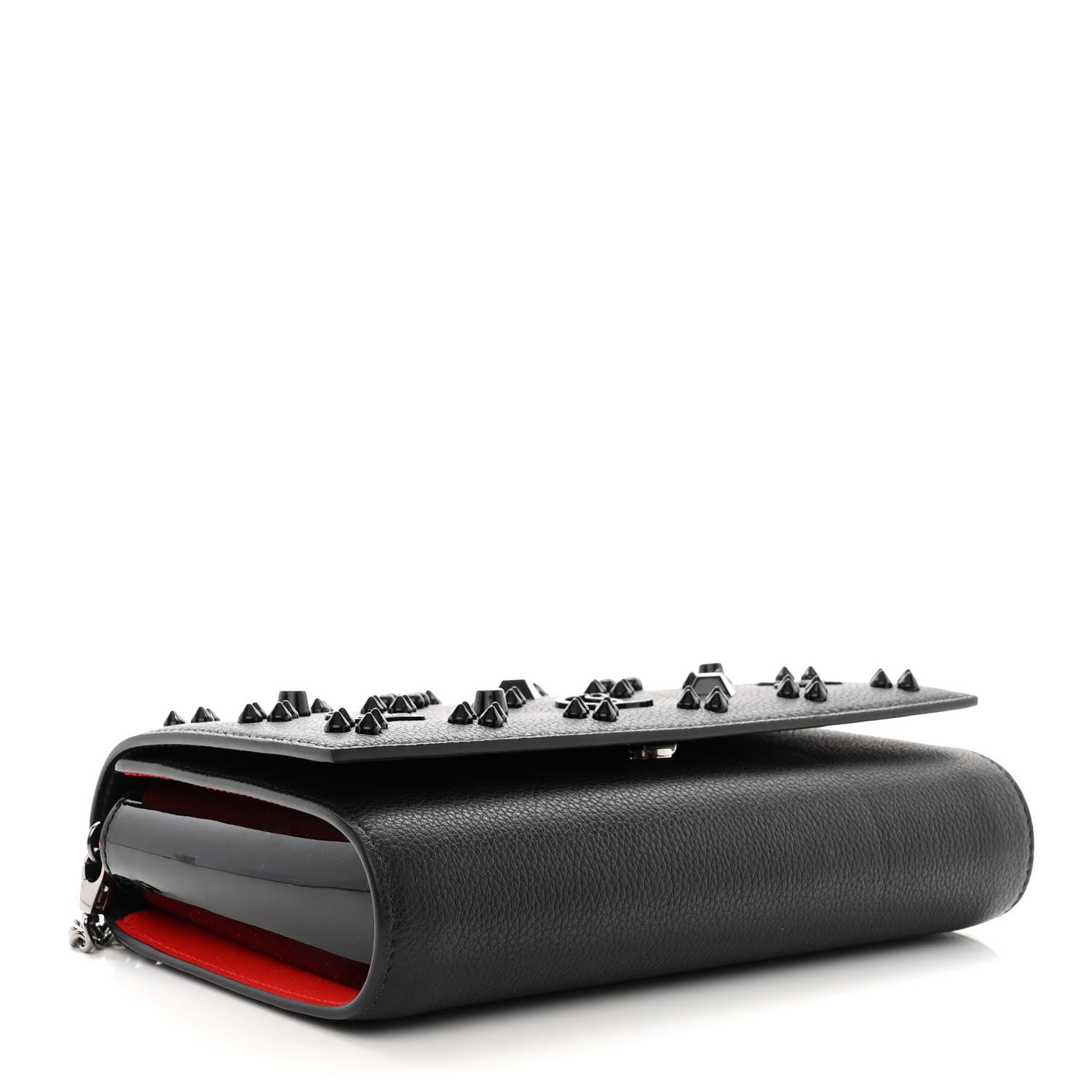 Christian Louboutin Calfskin Spikes Loubinthesky Paloma Clutch Black 4 of 10