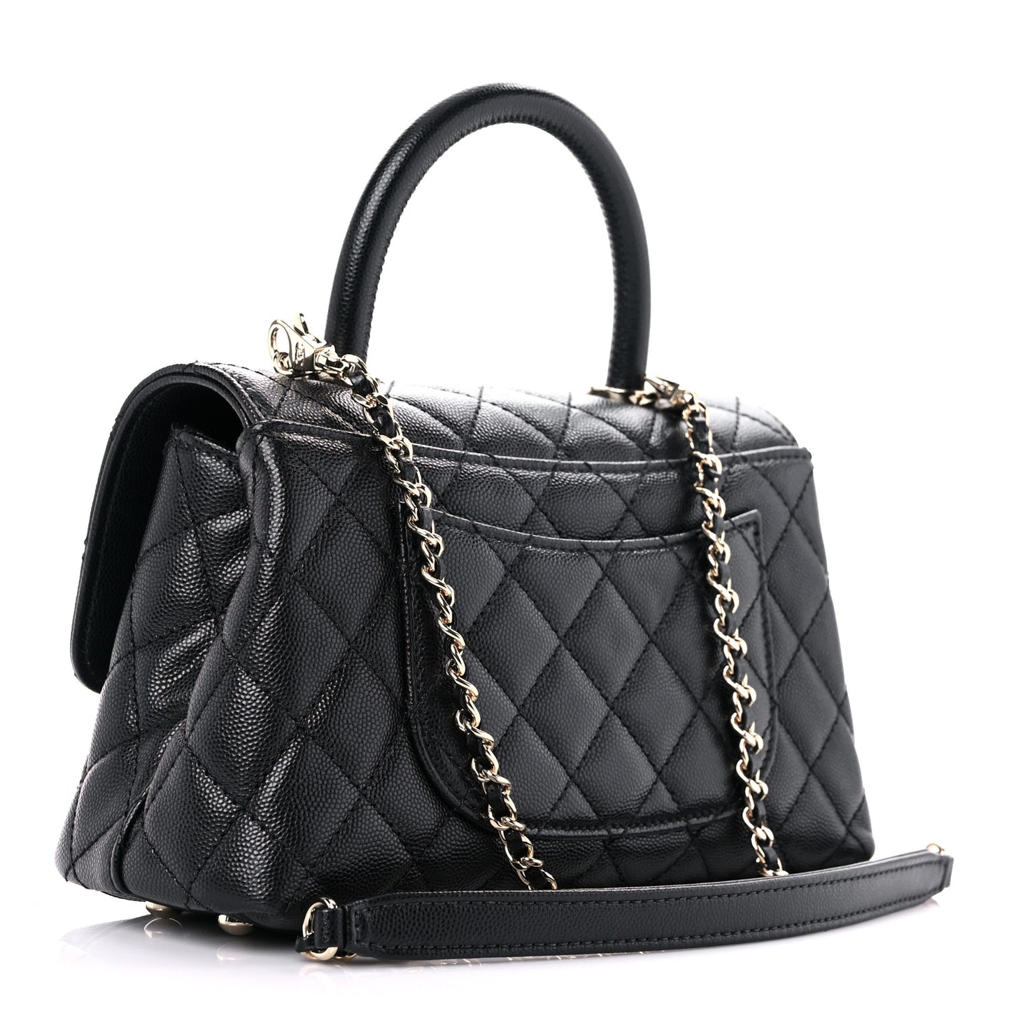 Caviar Quilted Mini Coco Handle Flap Black