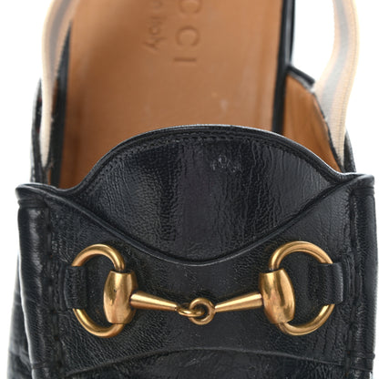 Gucci Goatskin Stripe Mens Horsebit Slingback Slippers 7 Black 9 of 10