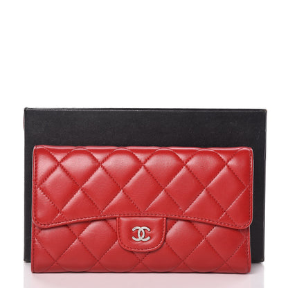 Chanel Lambskin Quilted Large Flap Wallet Red 18 of 18