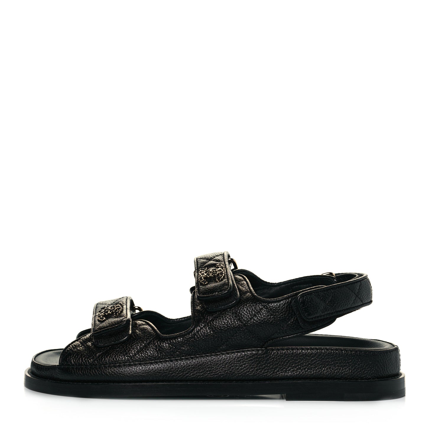 Grained Calfskin Velcro Dad Sandals 36.5 Black