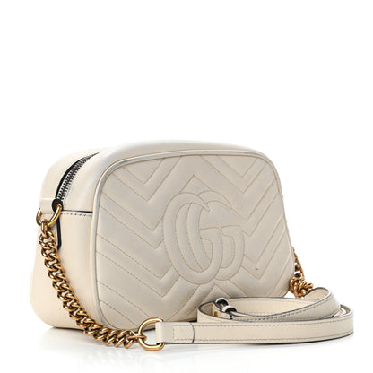 Gucci Calfskin Matelasse Small GG Marmont Chain Shoulder Bag White 3 of 9