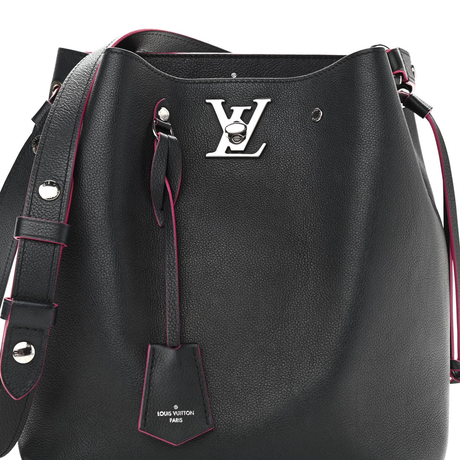 Louis Vuitton Calfskin Lockme Bucket Black 7 of 10