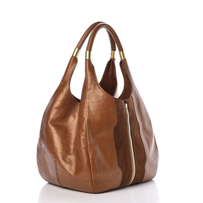 Jimmy Choo Calfskin Suede Mandah Shoulder Bag Brown 3 of 13