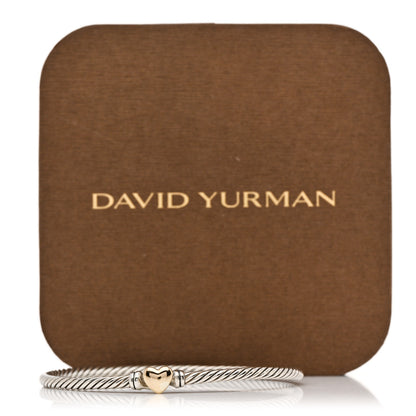 David Yurman Sterling Silver 18K Yellow Gold 3mm Cable Collectibles Heart Bracelet 4 of 4