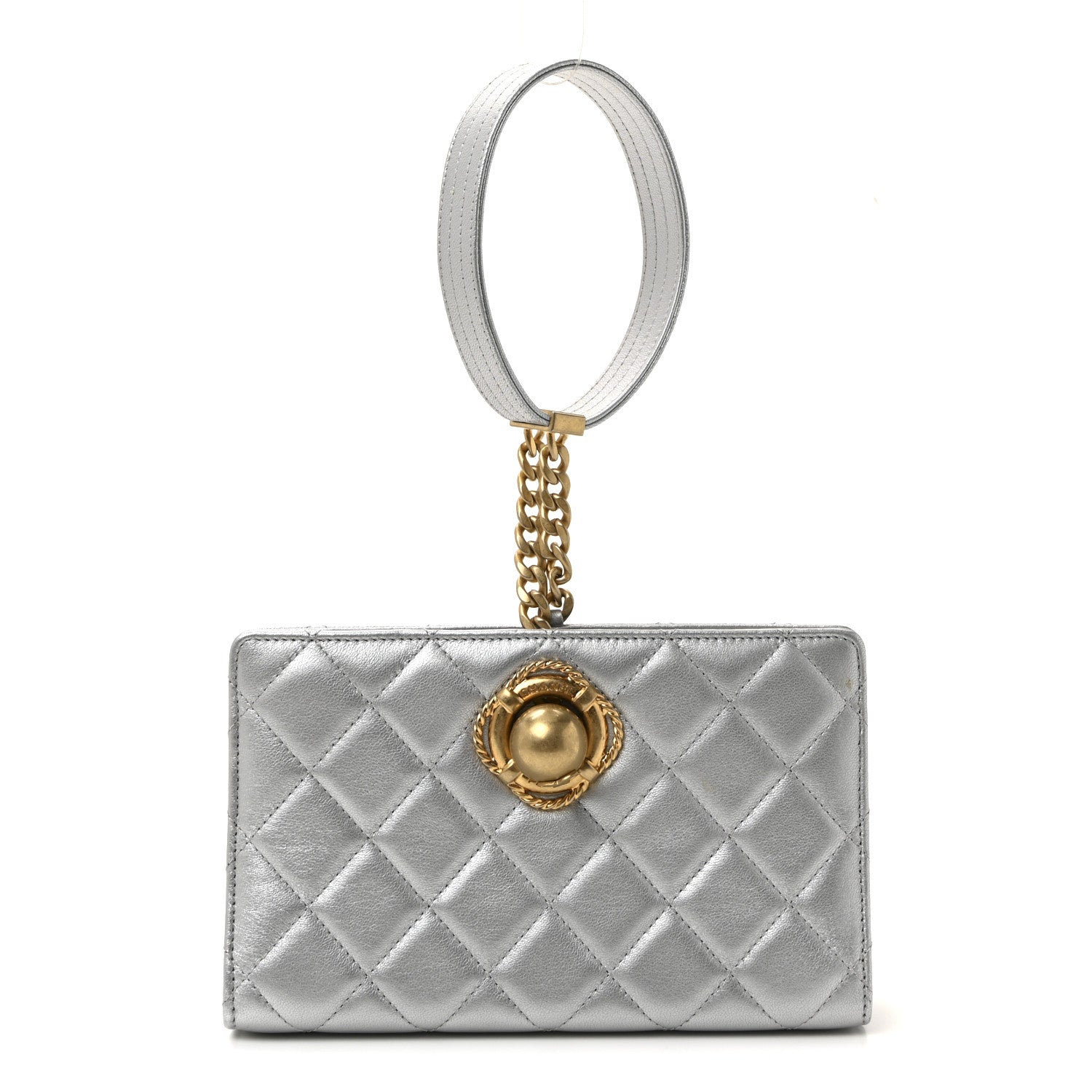 Chanel Metallic Lambskin Quilted Evening By The Sea Clutch Silver 1 of 9
