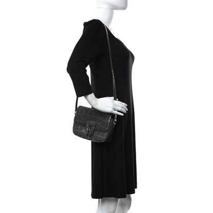 Celine Calfskin Crocodile Embossed Medium Tassel Bag Anthracite 2 of 10